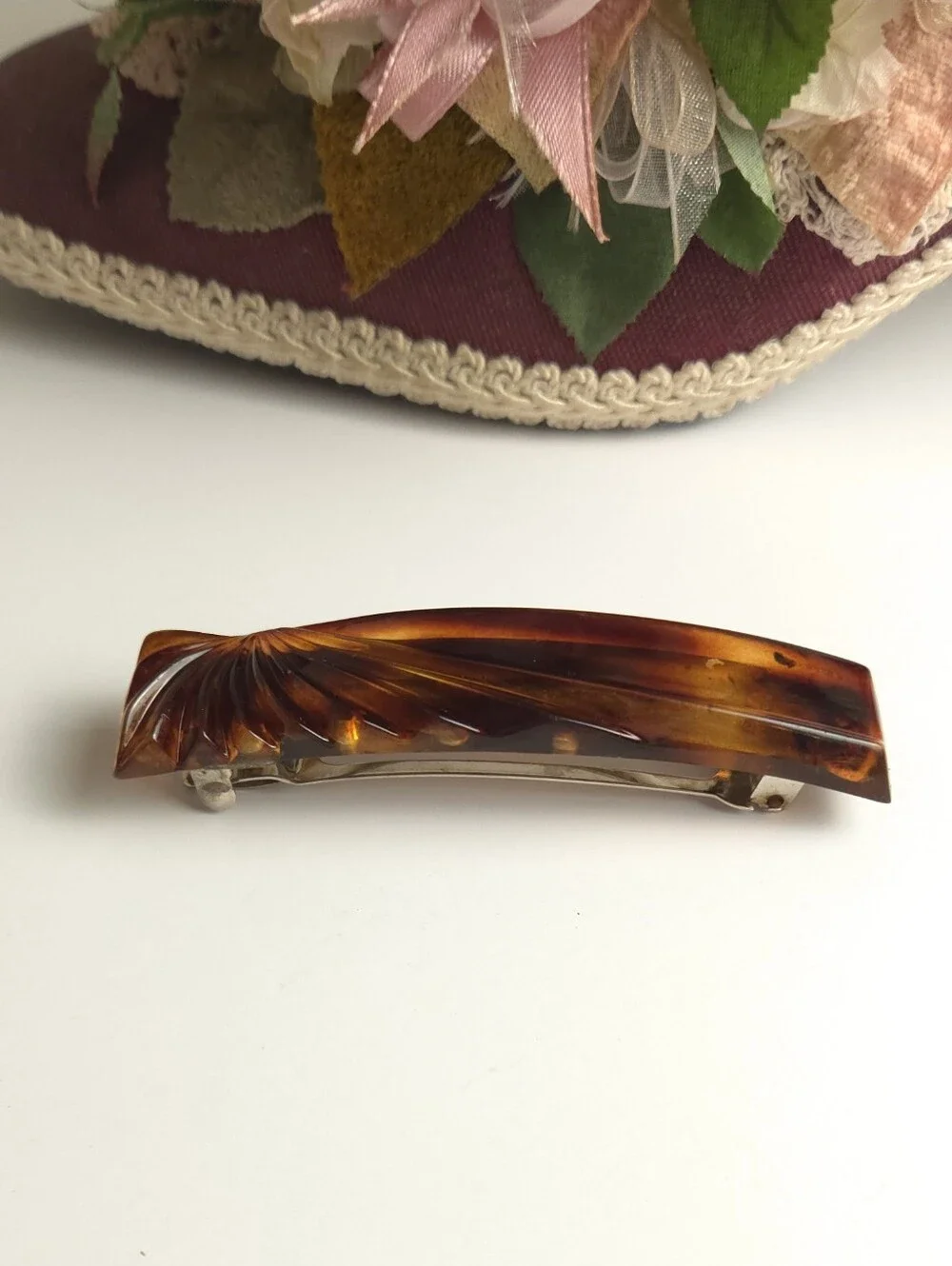 Vintage Tortise Shell Style Hair Barrette Made in France 3.5